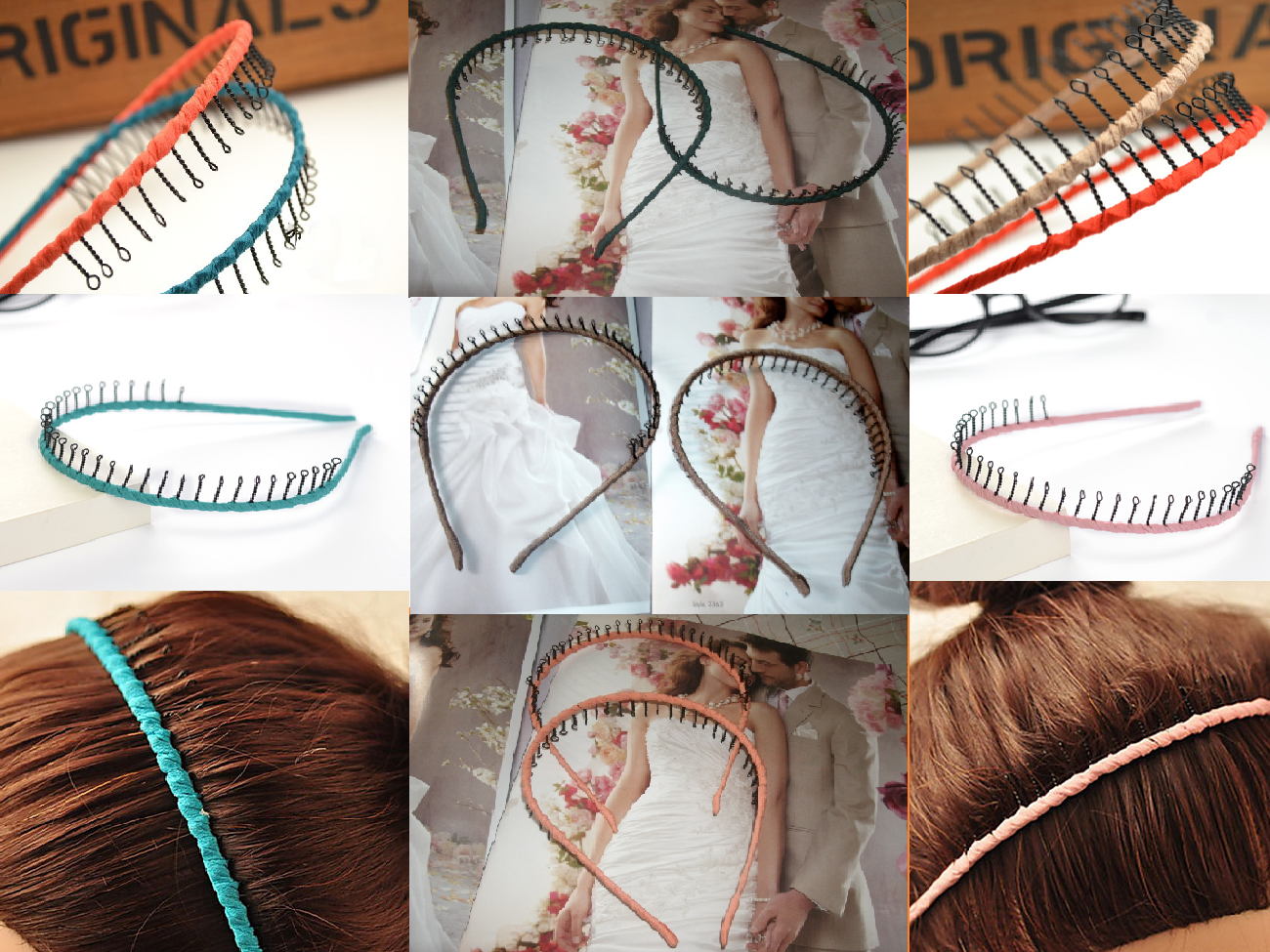 Fashion Cloth Wrapped Hoop Metal Hair Comb Headbands · FABULESS