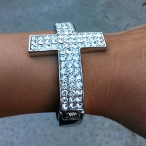 Silver Cross Rhinestone Cuff 