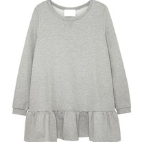 Loose Gray Ruffle Hem Dress 