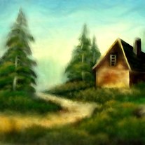An old cabin in the wild - digital art