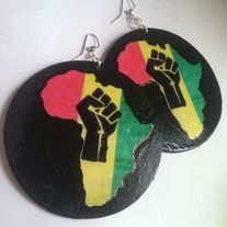 Red Gold & Green Africa Earrings