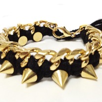 Gold spikes braided with gold chain - Bracelet