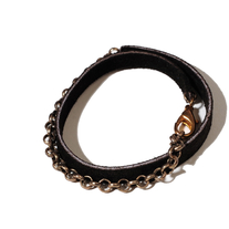 Delicate suede brass bracelet in black (double layer)