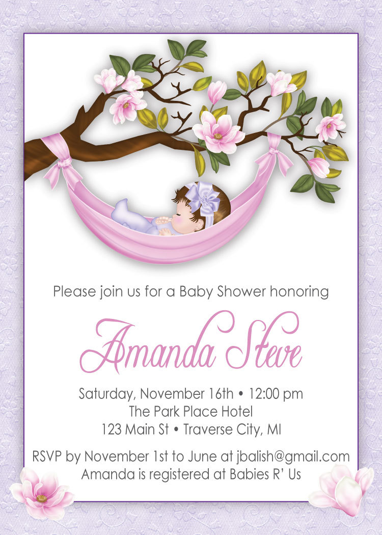 Girl Baby Shower Invitations Unique Baby Shower Invitation Hammock