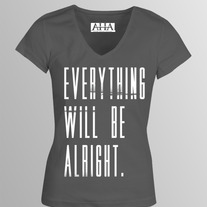 "Everything Will Be Alright." - Girl's Grey Tri-Blend Fitted V-Neck