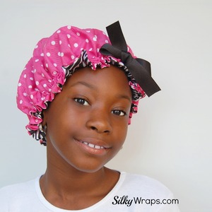 Kids Sleep Bonnet Pink Polka Dot Silkywraps Online Store