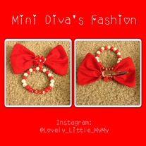 Red & White Mini Diva Bow set