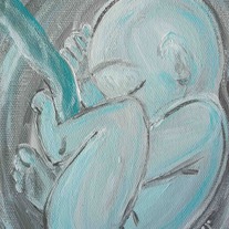 Baby Boy in-utero ~ Matted 5x7 Giclee Print