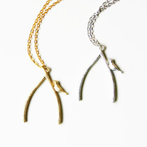 Bird on Wishbone Necklace