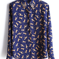 Leopard print chiffon blouse