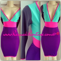 "CANDY PARTY" CUSTOM COLOR BLOCK PENCIL DRESS