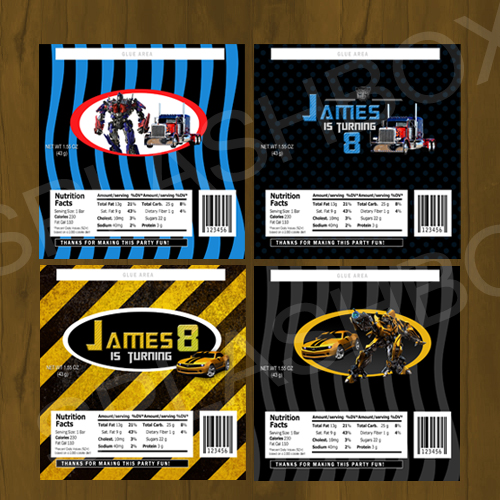 transformers bumblebee and optimus prime printable diy chocolate printable candy wrappers