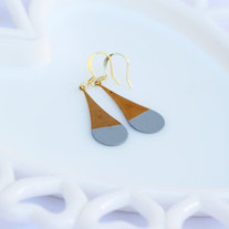 Gray Color Dipped Rounded Brass Dangle Earrings