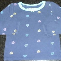 Navy Long Sleeve Shirt with Hearts-Osh Kosh Size 24 Months