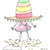 8x10 Matte Print, "Birthday Sombreo" Color Pencil Illustration