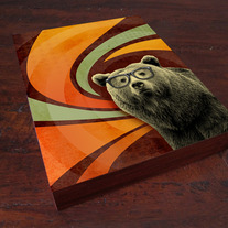 The Book Smart Bear - Wood Block Print