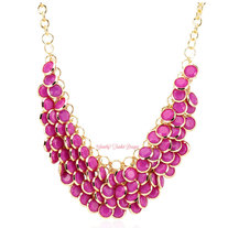 HOT PINK Faceted Jewelry Bubble Chainmaille Cascade Bib SPRING Necklace