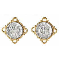ATOCHA Gold and Silver Coin Encrusted EARRINGS Studs