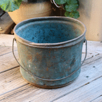 Large Vintage Blue Metal Bucket