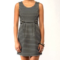 M black white stripe sheath mini dress pin-up retro sleeveless jumper