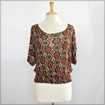 Wide Neck Patterned Shirt