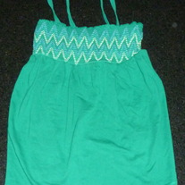 Green Spaghetti Strap Top with Blue/Green Stitching-Gap Kids Size 10