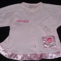 Pink Long Sleeve Shirt with Silk Ruffle says Adorable-Little Lindsey Size 6-9 Months
