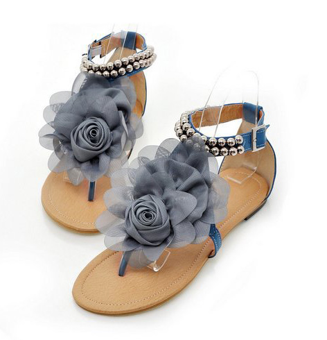 blue beaded flip flops