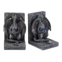 Perched Dragon Bookends With Orbs