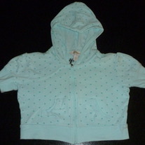 Light Blue W/Polka Dot Zip Up Short Sleeve Hoodie-Limited Too Size 8 