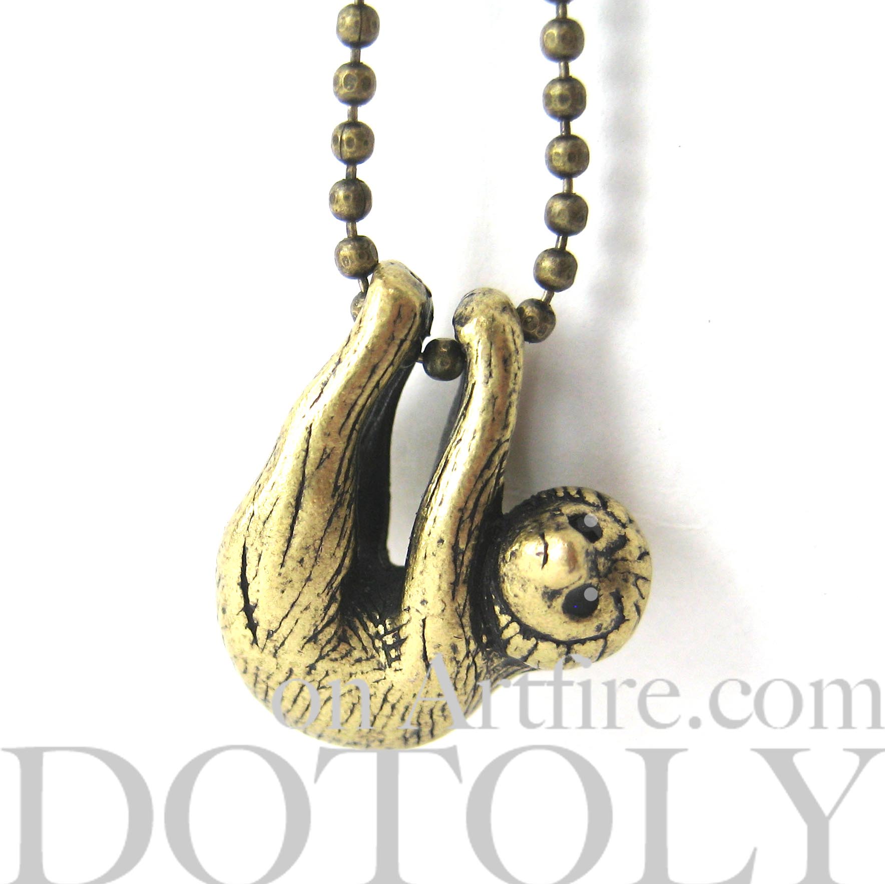 Baby Sloth Realistic Animal Charm Necklace in Bronze · DOTOLY Animal