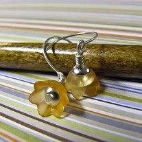 Silver and Orange Lucite Earrings