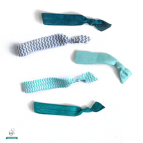 Aqua, Teal, Chevron OH MY Hair Ties - Set of 5