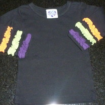 Black Long Sleeve Shirt with Multi Color Ruffles on Sleeve-Young Colors Size 9 Months