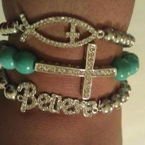 ‎"Believe" Turquoise & Silver Stack