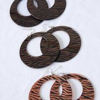 Zebra Print Dangle Earrings Brown
