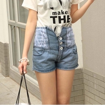 Laced High Button Waist Shorts
