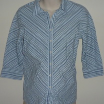 Blue Striped Shirt with Buttons/Collar-Oh!Mamma Size Medium