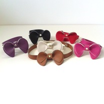 1 purple black red pink white OR brown vinyl leather rhinestone double bow snap choker necklace wrap around bracelet 