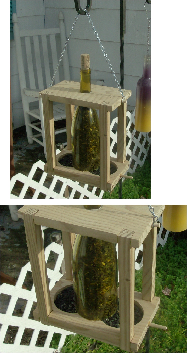 Wine Bottle Bird Feeder Made From Recycled Materials My