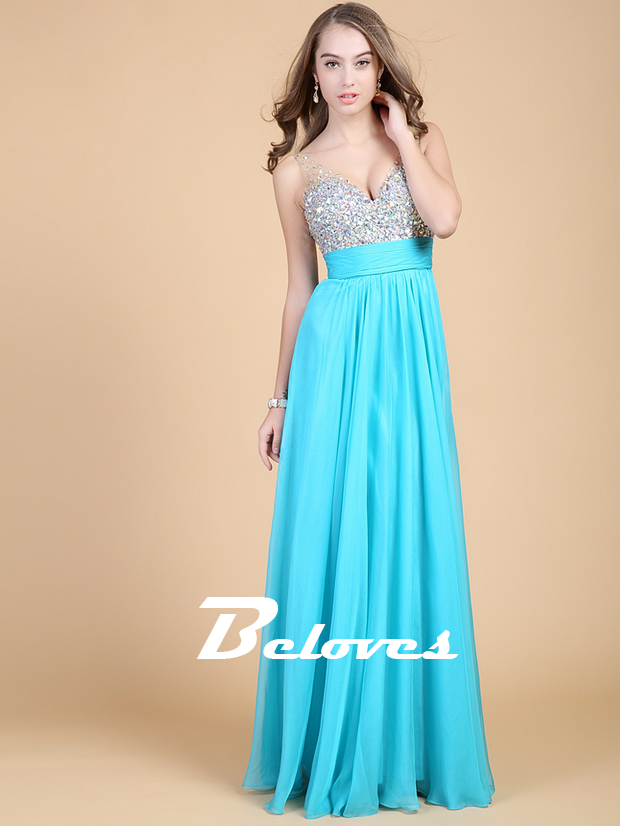 Turqouise Floor Length Chifon Dress