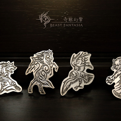 Four animals metal badge pins