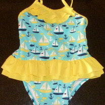 Teal/Yellow Sailboat Swim suit-Circo Size 18 Months