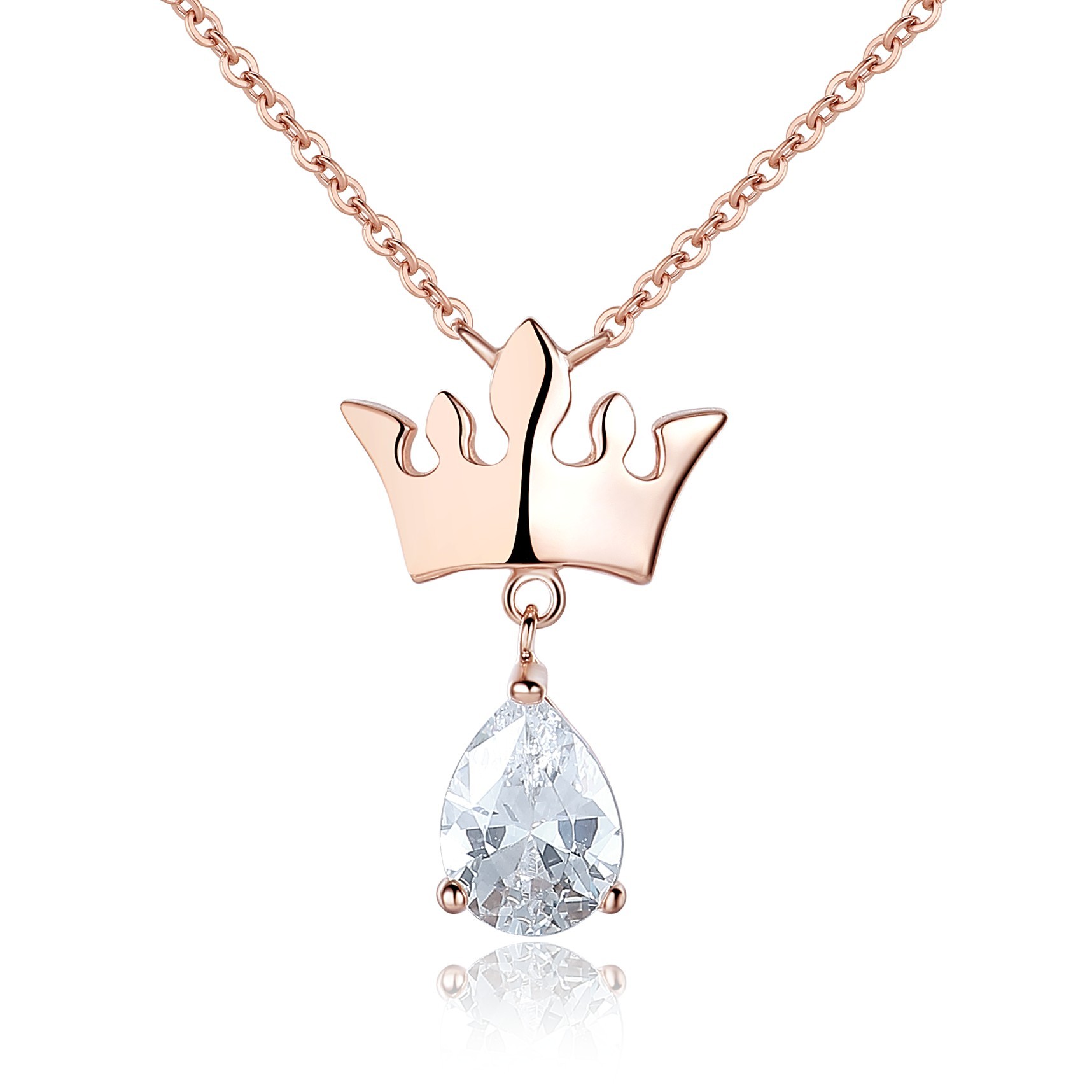 Sterling Silver Rose Gold Plated Dangling Tear Drop Teardrop Gemstone