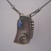 Sapphire shard necklace 5.  Silver and sapphire, one of a kind.