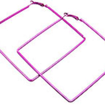 Oversize Square Hoop Earrings - Pink
