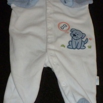 White/Blue Sleeper with Puppy-Baby B'Gosh Size 3 Months
