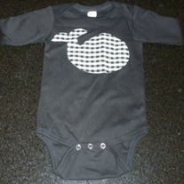 Black Long Sleeve Onesie with Black/White Whale-NEW-Boutique Size 6-12 Months