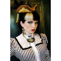 Victorian Brown and White Striped Blouse