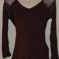 Brown Long Sleeve Shirt with Net Shoulder's/Sleeves-Duo Maternity Size Small